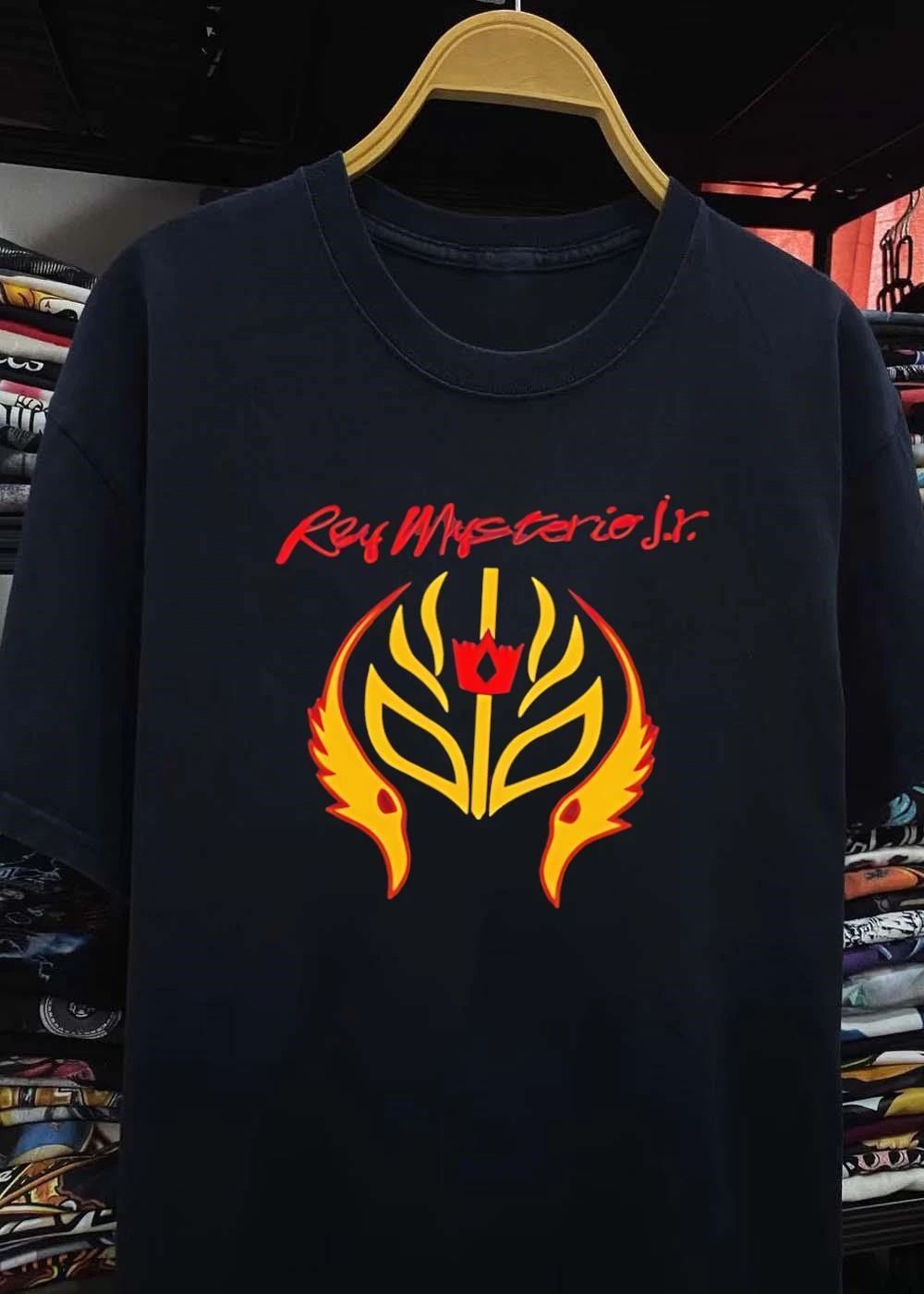 Rey Mysterio Jr. Lucha Libre Wrestler Mask Logo Black T-Shirt