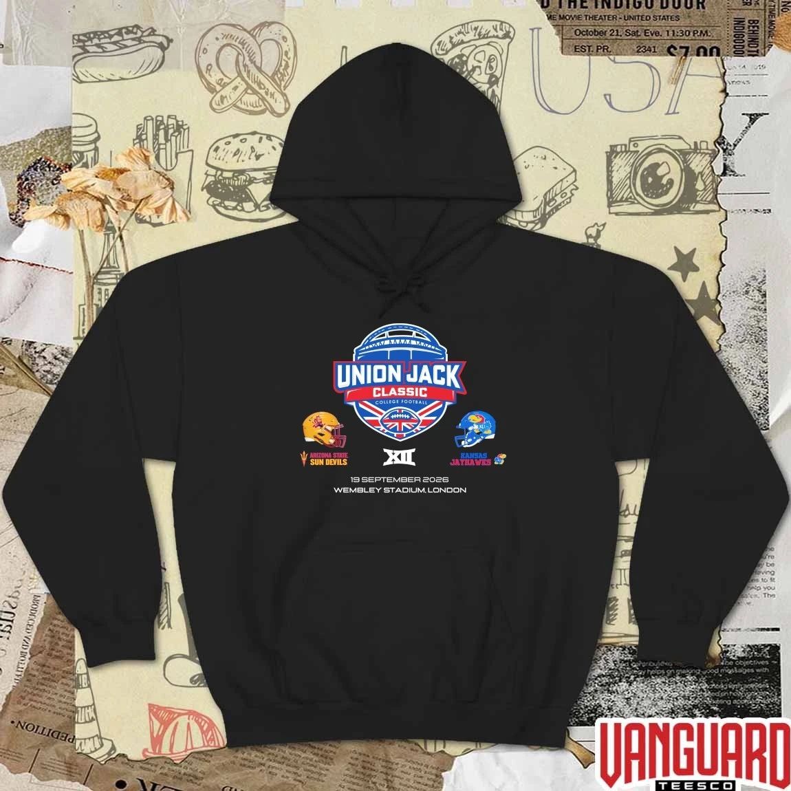Union Jack Classic BIG 12 Arizona State Sun Devils vs. Kansas Jayhawks September 19, 2026 Wembley Stadium in London, UK t-shirt