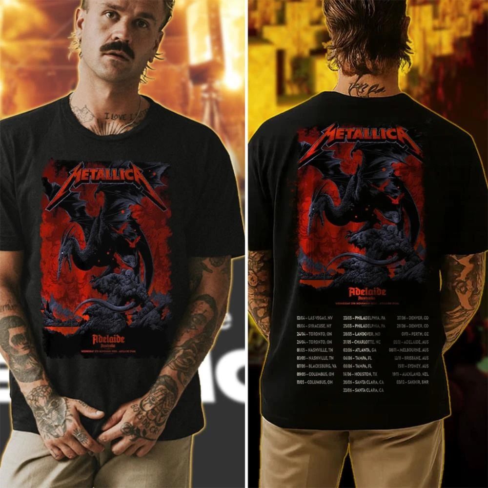 Metallica M72 Adelaide November 5, 2025 Adelaide, Australia – Adelaide Oval Pterosaur M72 World Tour Dates Design T-Shirt