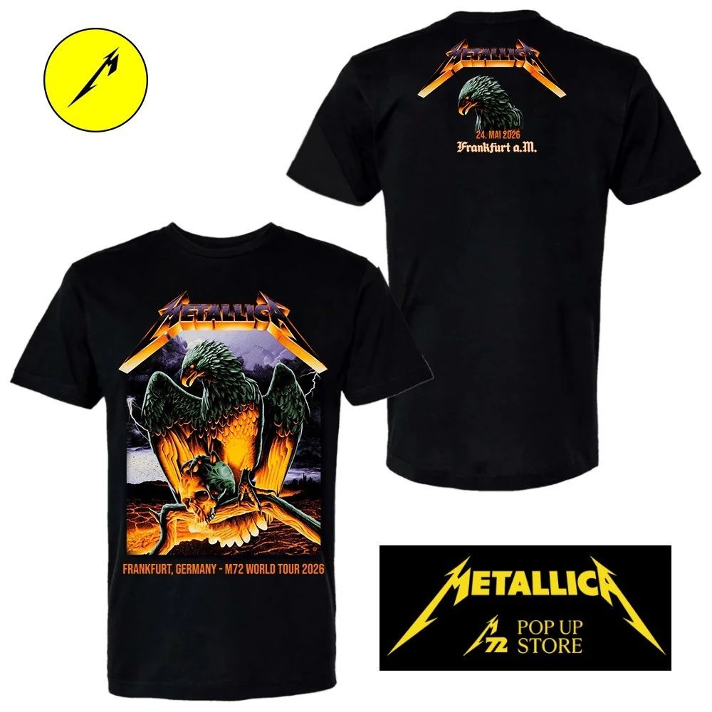 Metallica M72 Frankfurt Eagle Skull Double-Sided T-Shirt – May 24 2026 Deutsche Bank Park Germany – By Max Loeffler
