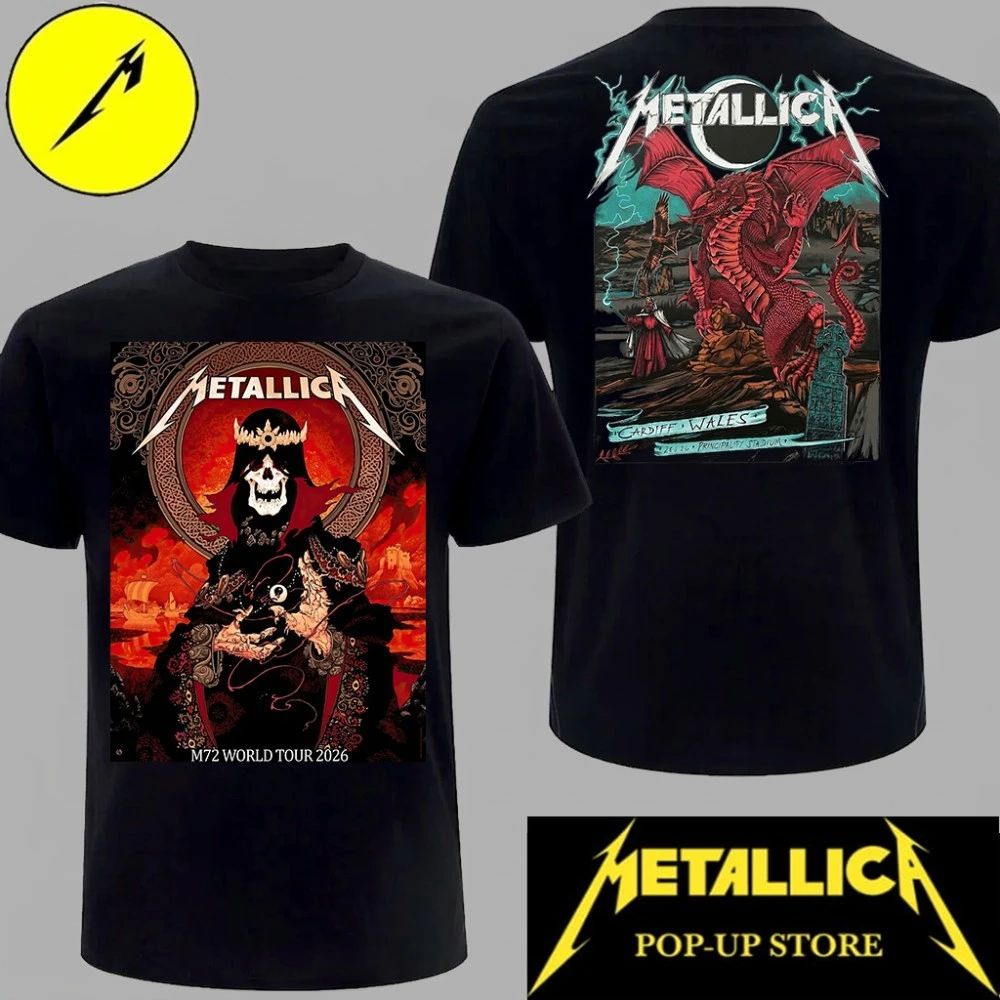 Metallica Live in Cardiff Celtic Skull King combine Red Dragon Event Shirt