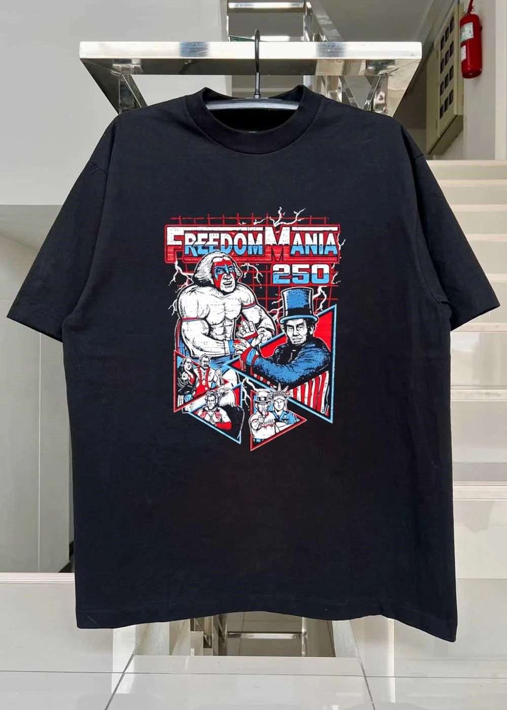 Freedom Mania 250 Wrestling George Washington Abraham Lincoln Patriotic shirt