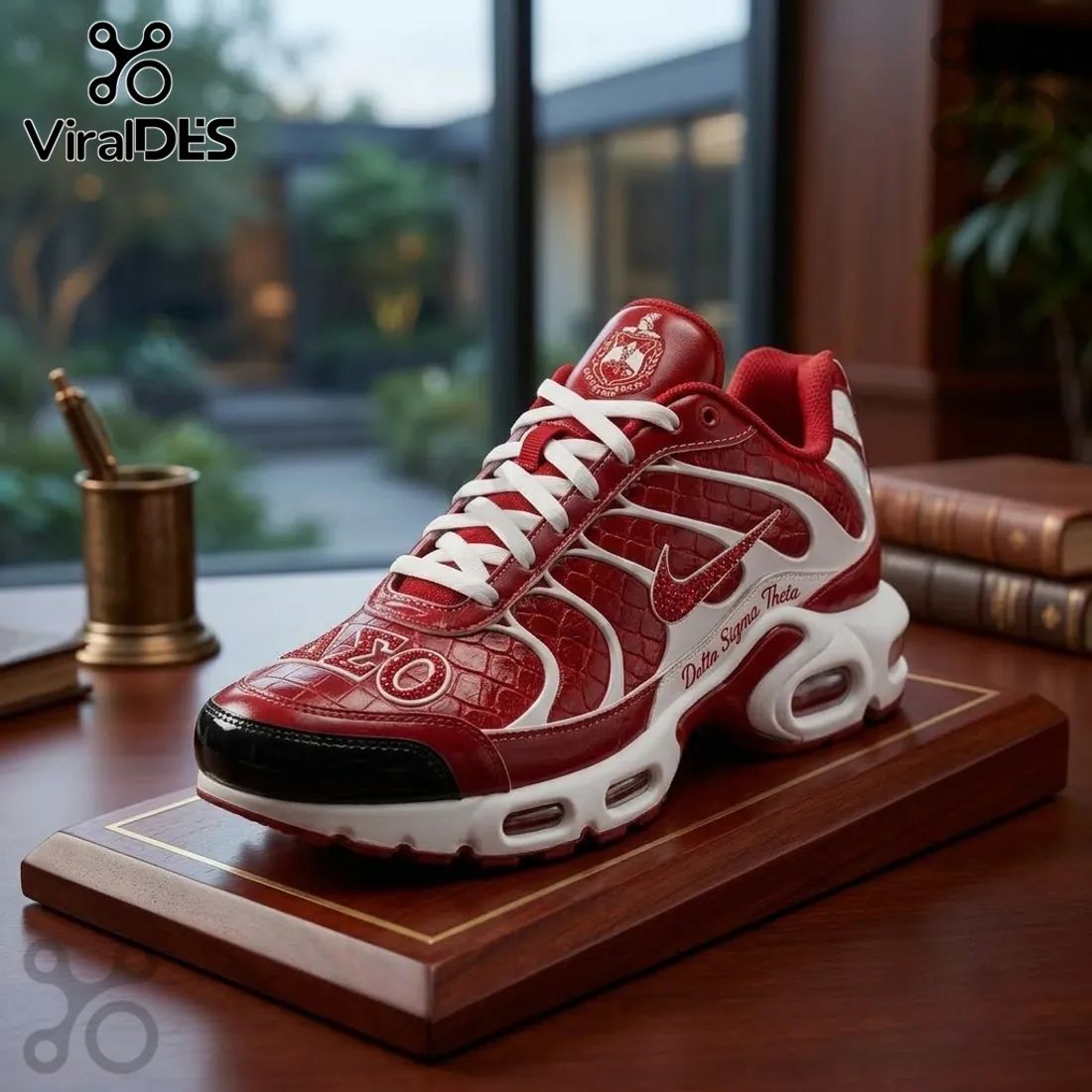 Delta Sigma Theta Crocodile Red Air Max Plus Sneakers