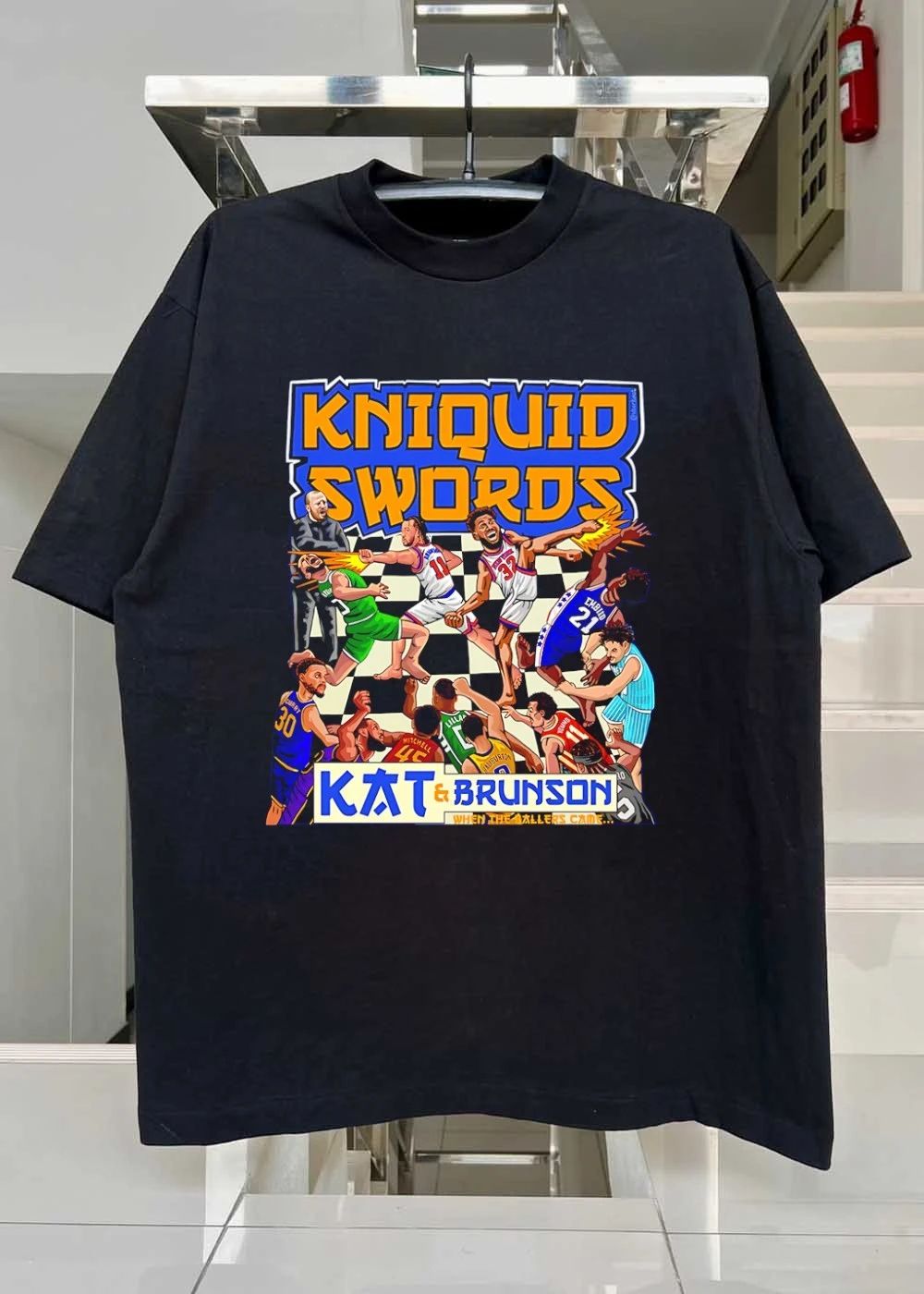 When The Ballers Came KNIQUID SWORDS KAT & BRUNSON Knicks Basketball T-Shirt