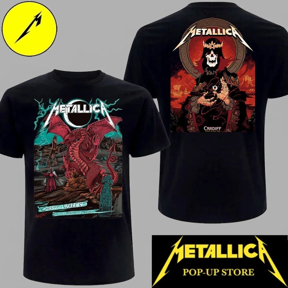 Metallica M72 Cardiff 2026 Pop Up Shop Red Dragon Celtic Skull King Merch Tee