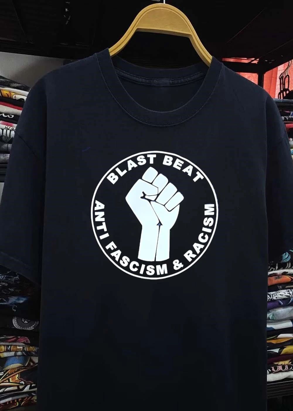 Blast Beat Anti Fascism and Racism Fist Protest T-Shirt