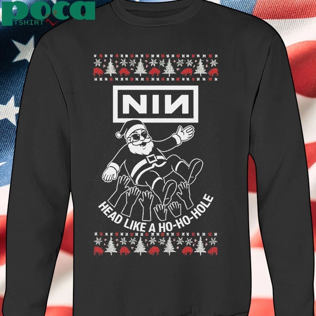 Funny Nin Santa Claus Surf Head Like A Ho Ho Hole Ugly Christmas Sweater