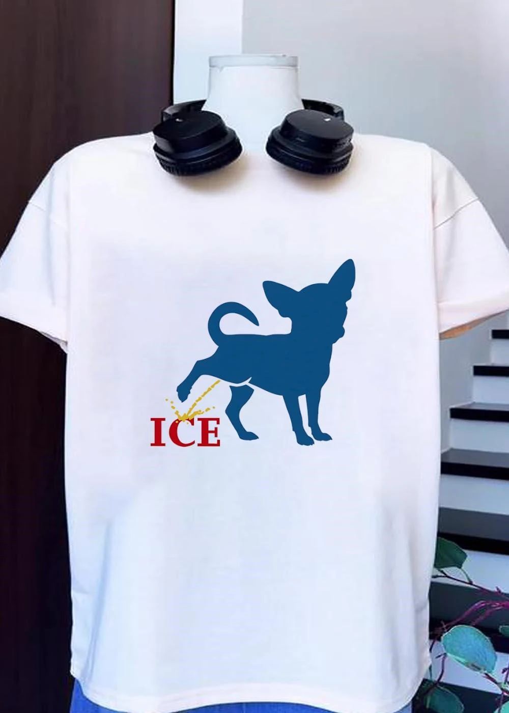 Funny Chihuahua Pissing on ICE T-Shirt