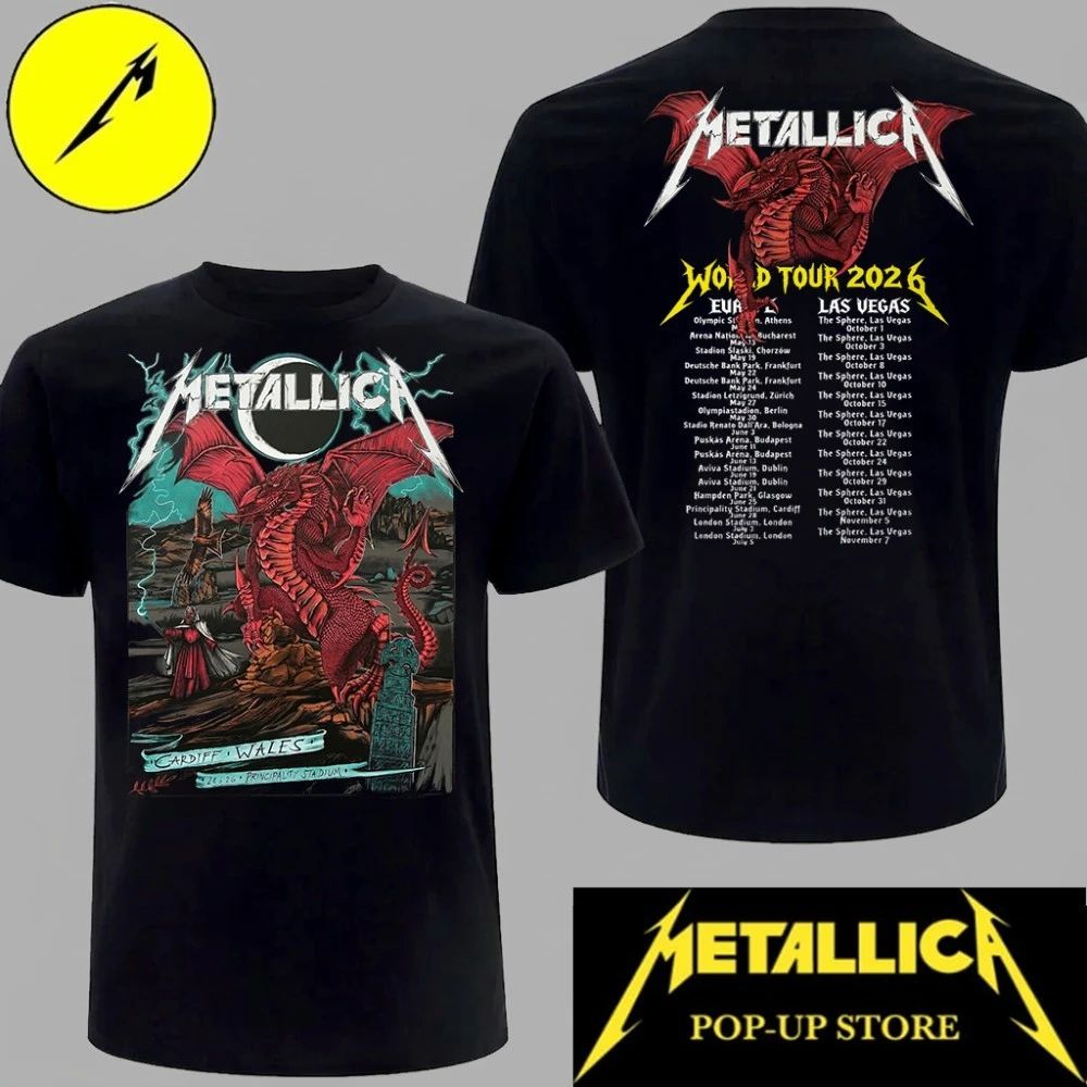 Metallica Red Dragon Principality Stadium 28 June 2026 Two Sides T-Shirt