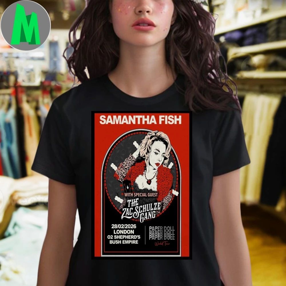 Original Samantha Fish Paper Doll World Tour London Feb 28 2026 Poster Shirt