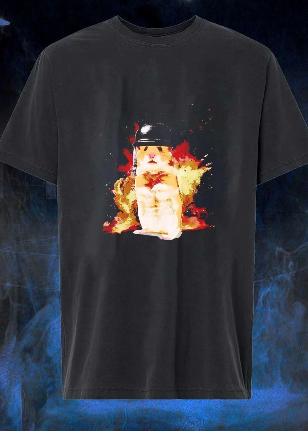 Shocked Hamster Military Helmet Graphic Shirt