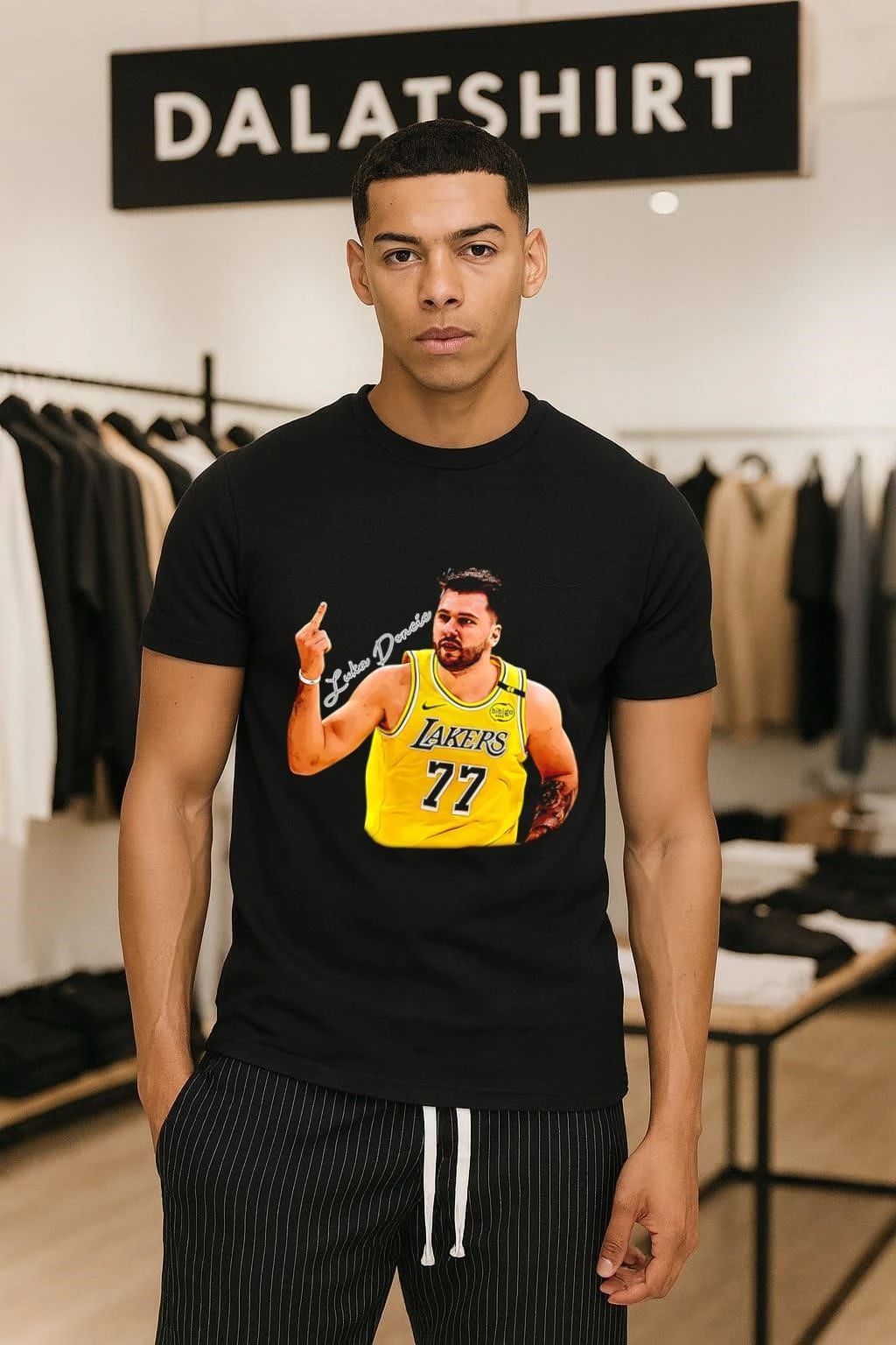 Luka Doncic Lakers 77 Middle Finger Gesture shirt