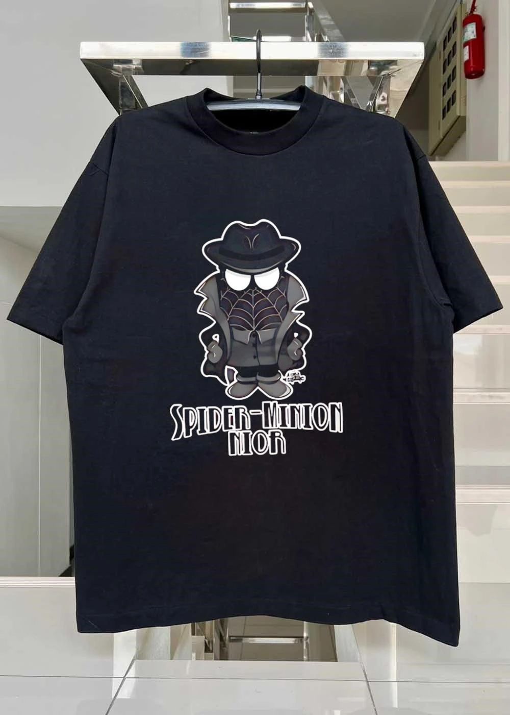 Spider Minion Noir Detective Superhero Mashup Cartoon shirt