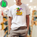 Original Cute Mardi Gras Duck Wearing Jester Crown Beads Festive Carnival Shirt