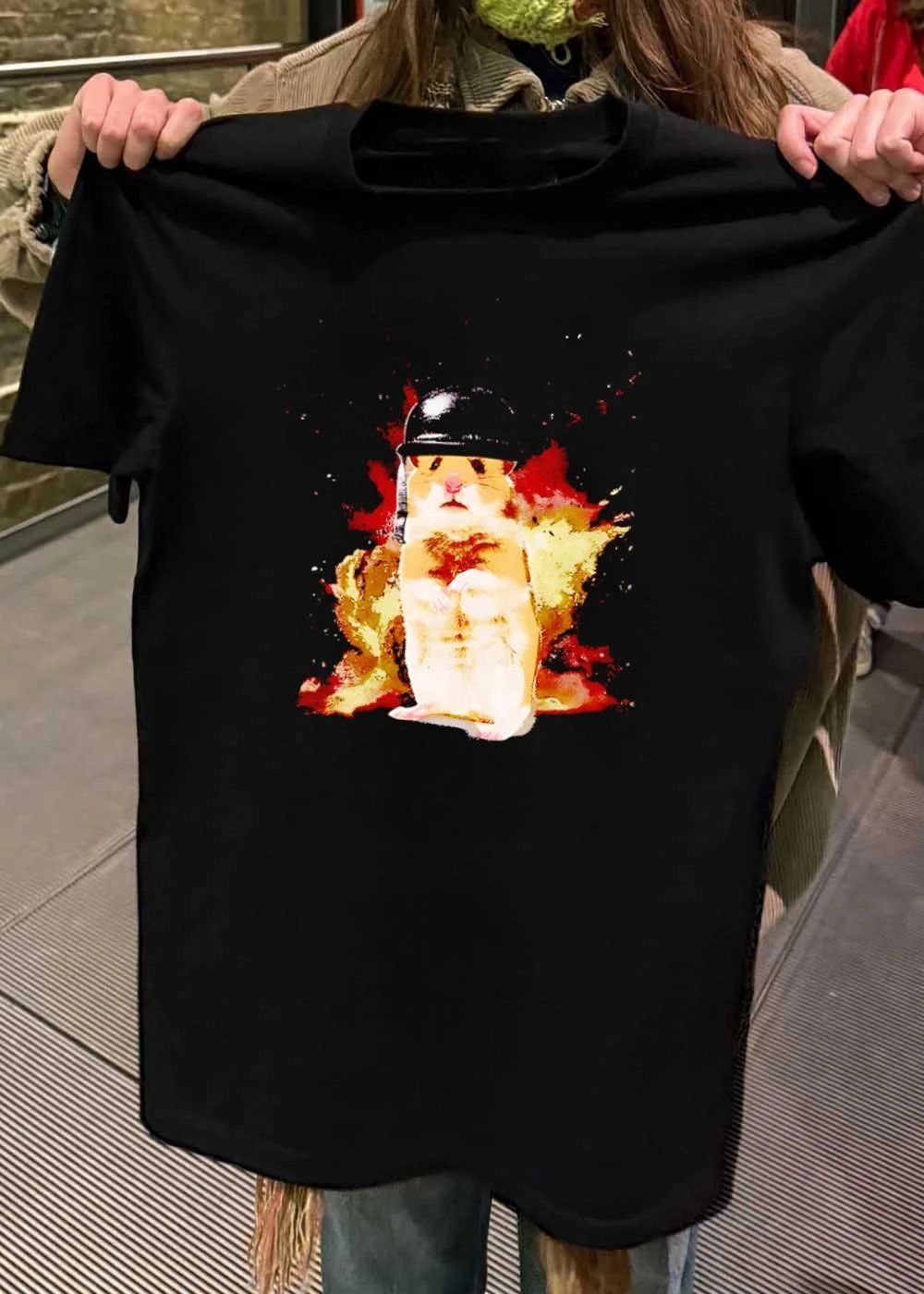 Shocked Hamster Military Helmet Graphic Shirt