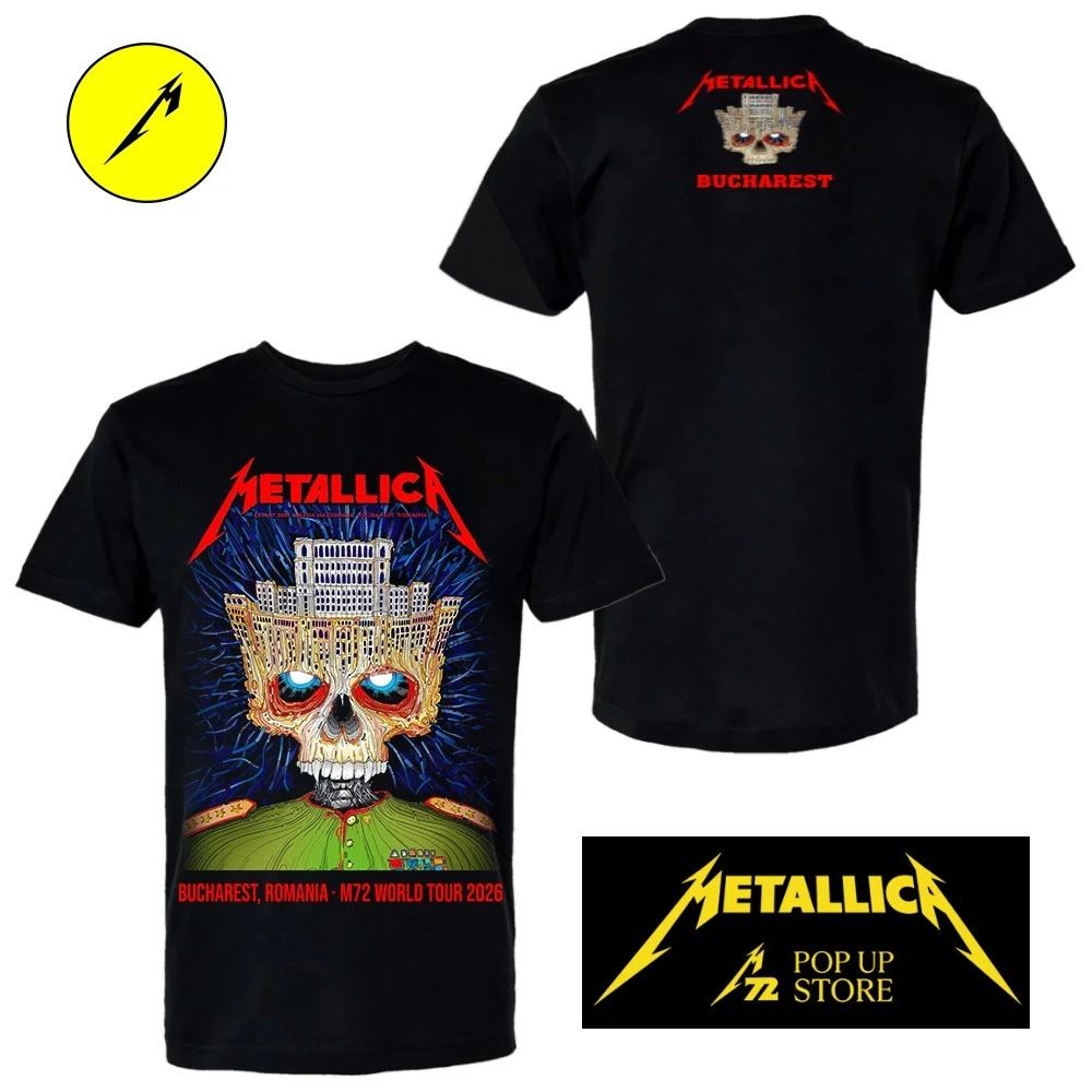 Metallica at Arena Națională in Bucharest, Romania, on May 13, 2026 Gojira and Knocked Loose By Revolver Dart on the M72 World Tour Two Sided Shirt