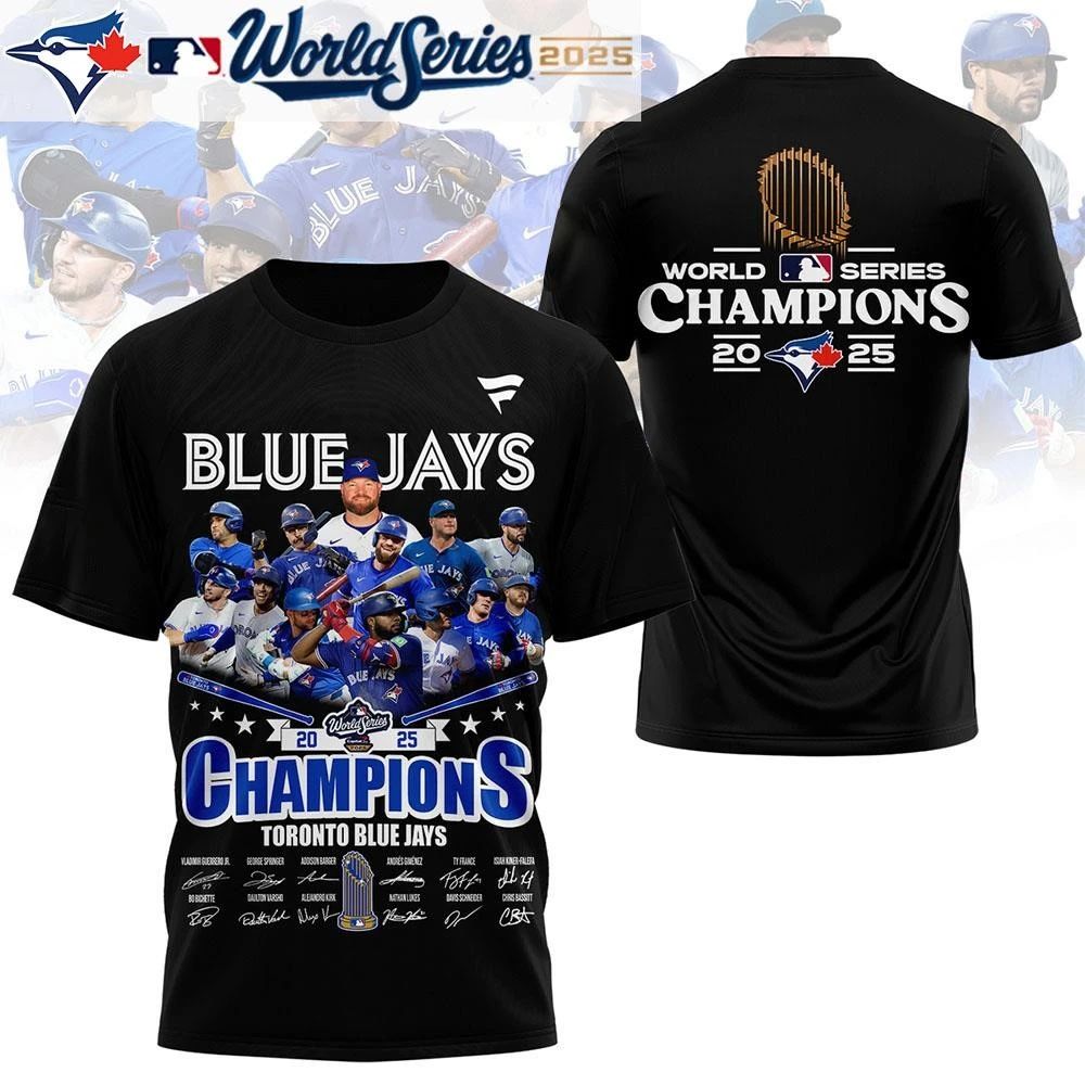Toronto Blue Jays World Series Champions 2025 Signatures Two Sided T-Shirt