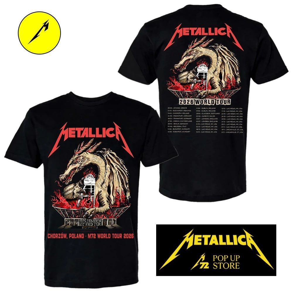 Metallica M72 Chorzów 2026 Pop Up Shop Poster In Chorzów Poland On 19 May 2026 At Stadion Slaski Smok Wawelski (Wawel Dragon) Two Sided Shirt