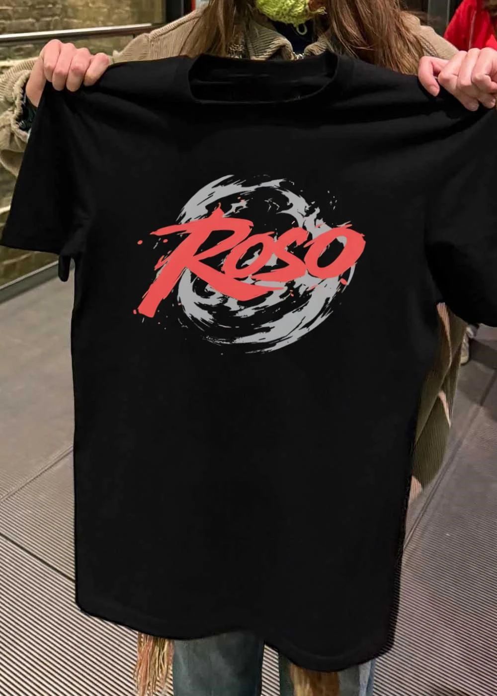 Roso Brush Stroke Distressed Graphic Print Red Logo T-Shirt