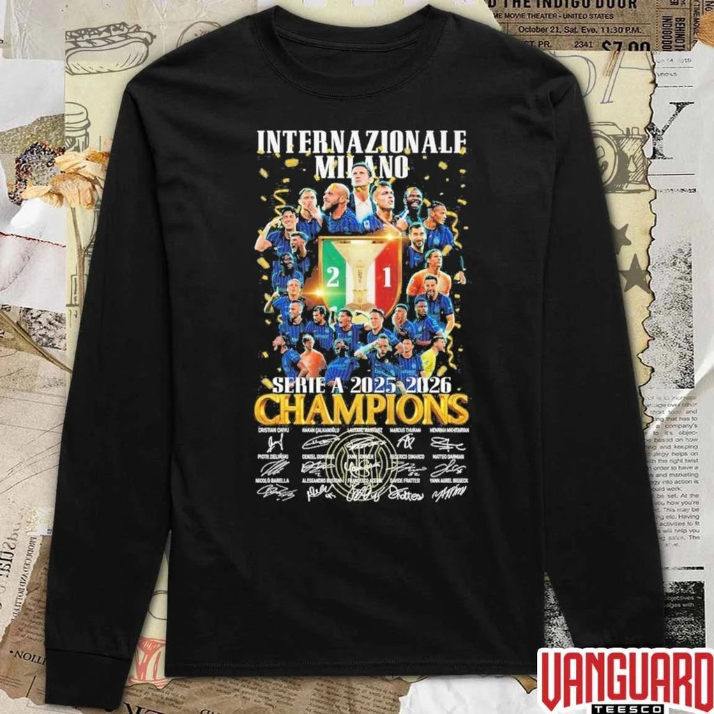Internazionale Milano Inter Milan Serie A 2025-2026 Champions Signatures t-shirt