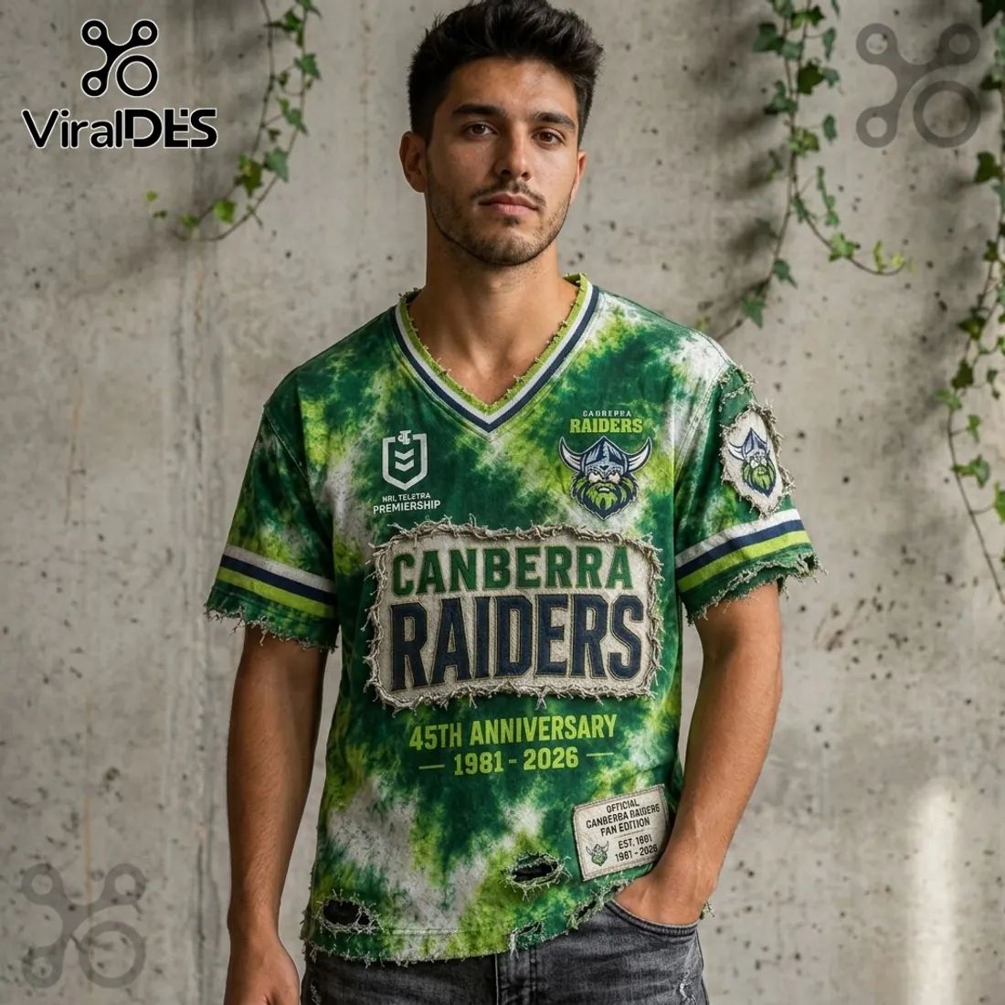 Canberra Raiders 1981-2026 Anniversary Distressed Shirt