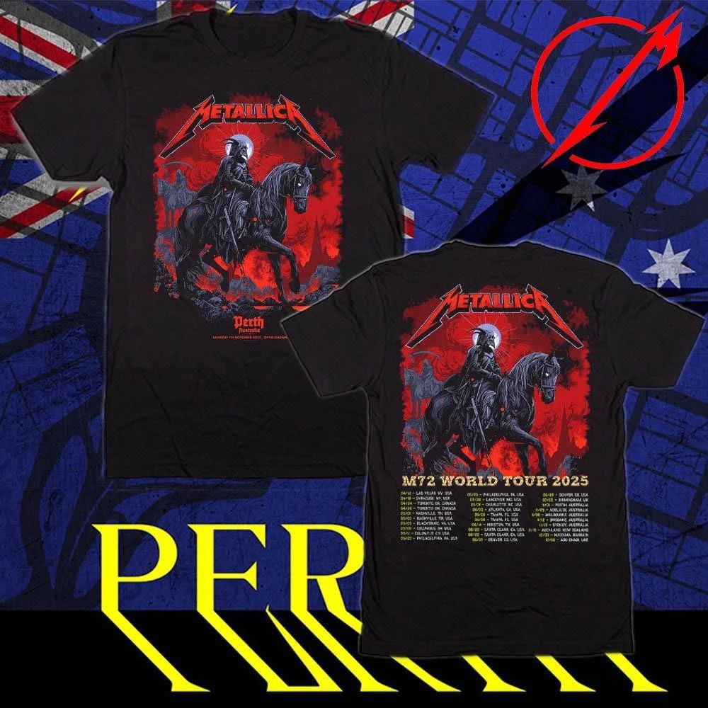 Metallica M72 Perth November 1, 2025 Optus Stadium, Australia Death Rider Dated T-Shirt