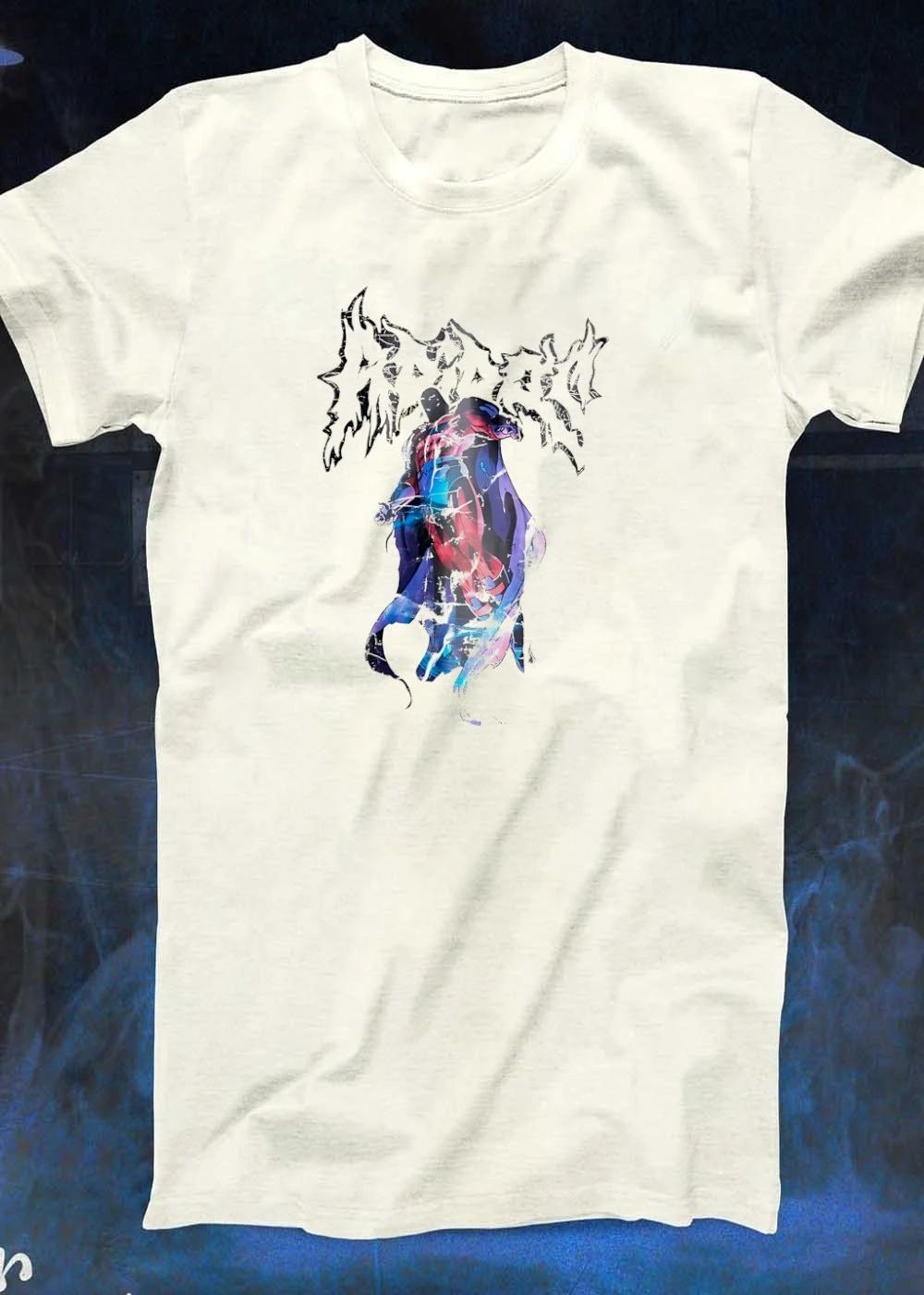 Flying super hero character with cape shirt