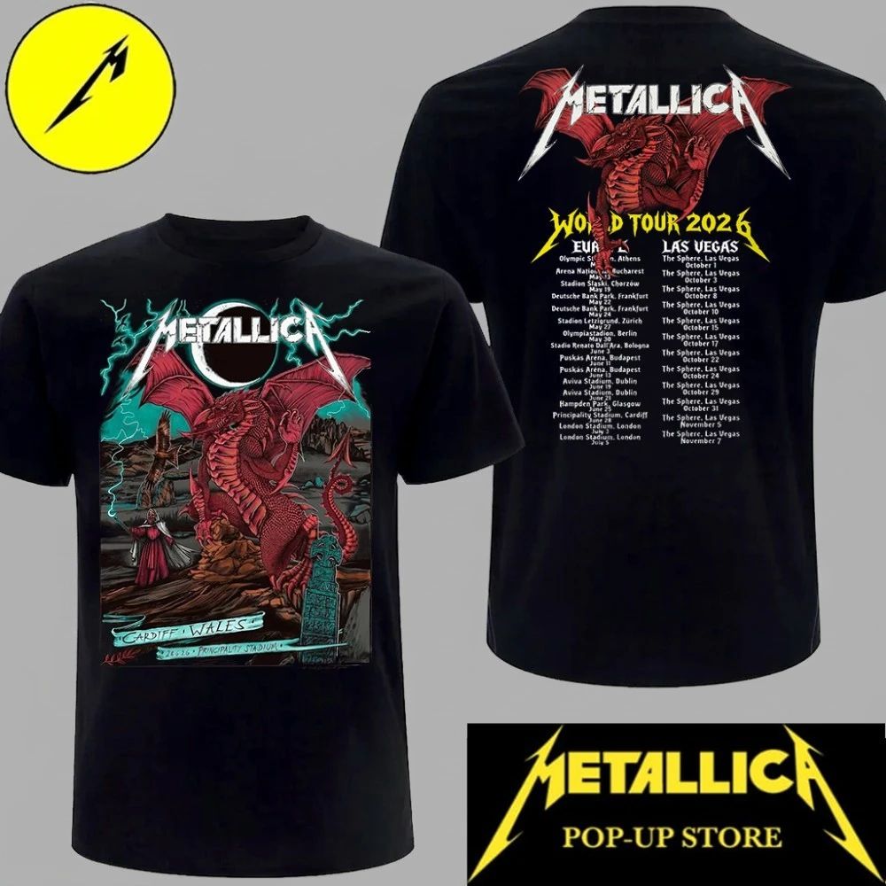 Metallica Red Dragon Design Principality Stadium Two Sides Tee