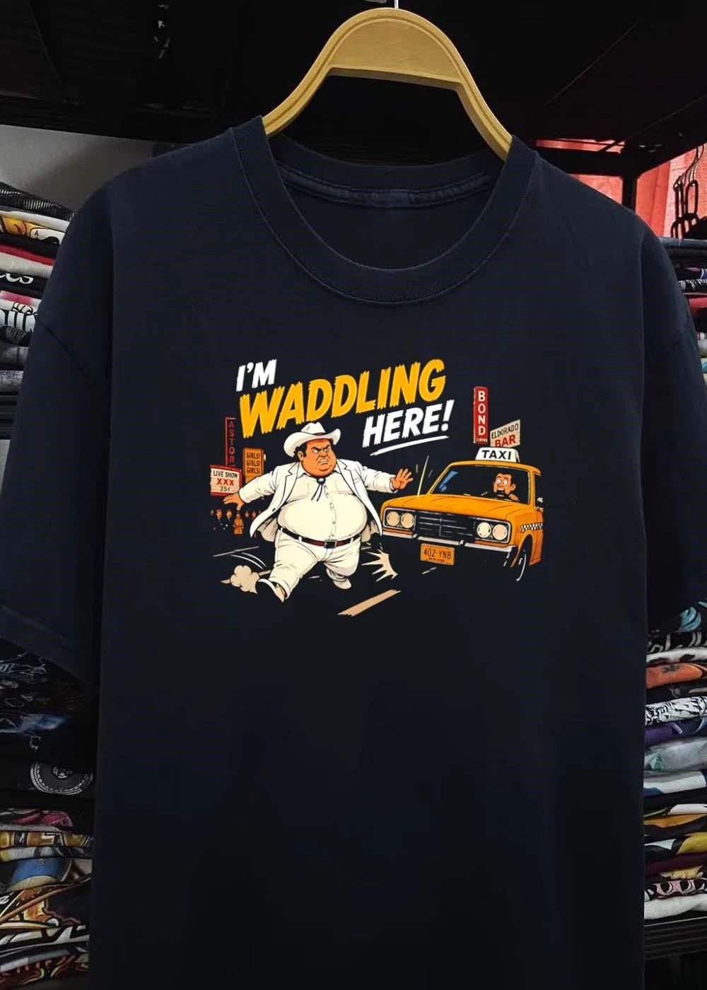 I’m Waddling Here Cowboy Taxi NYC Street Cartoon shirt
