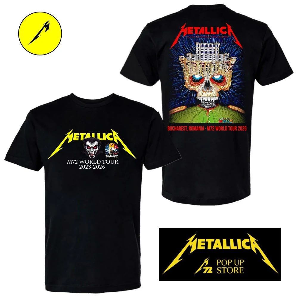 Metallica M72 Bucharest Poster Art Two Sided T-Shirt – Arena Națională, Romania