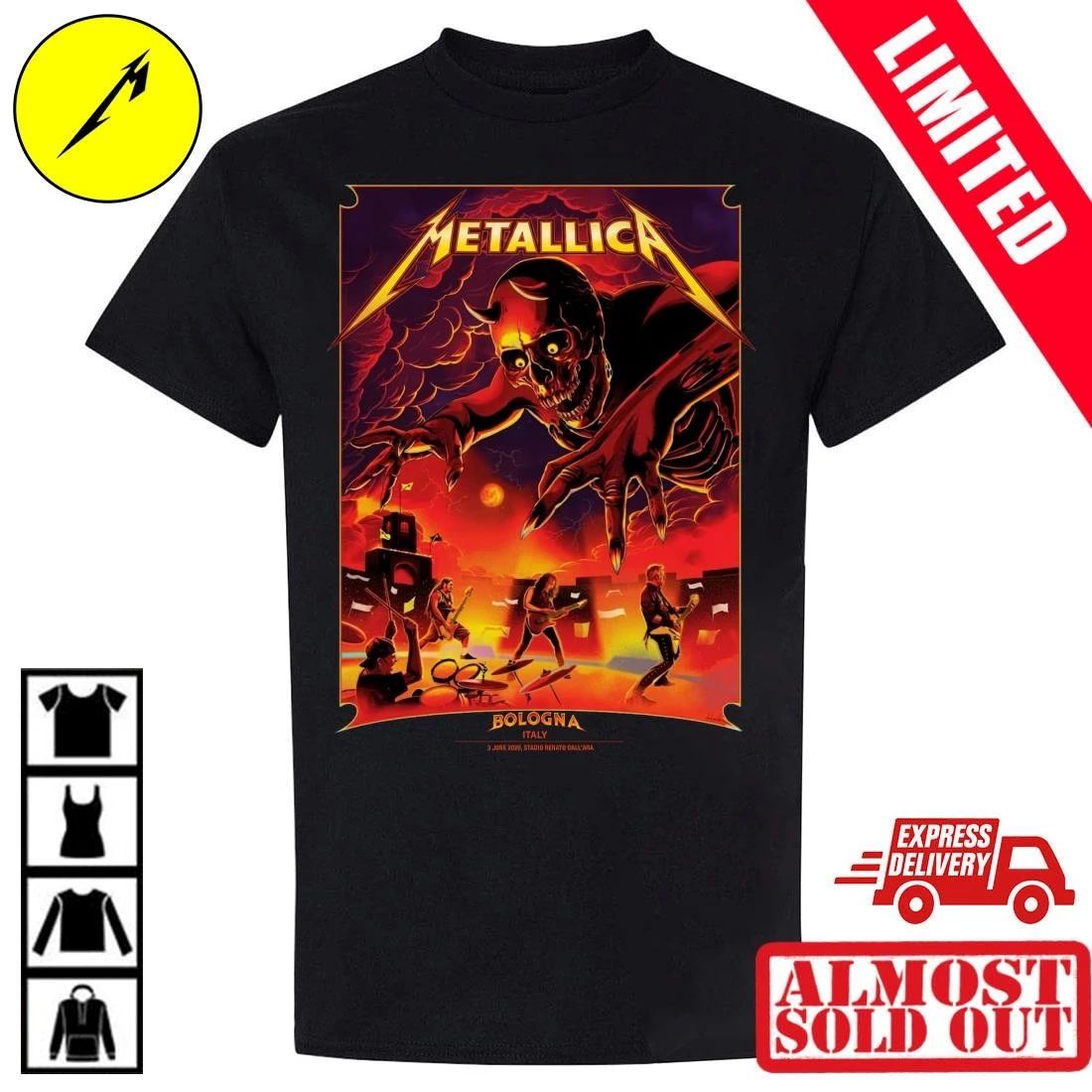 Metallica Italy 2026 T-Shirt Bologna Show Merch