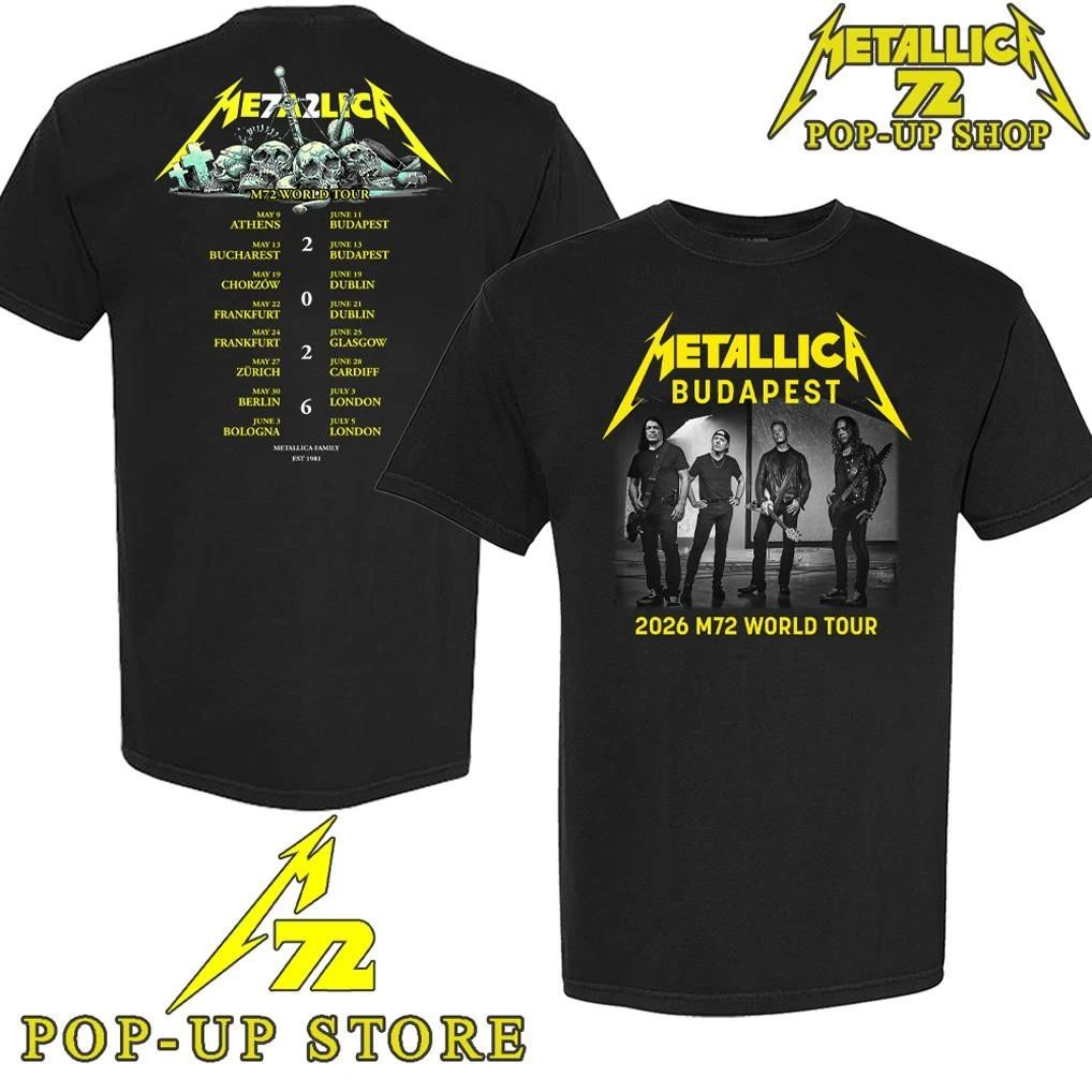 Metallica M72 Budapest, Hungary 2026 Band Members Europe Tour Date T-Shirt