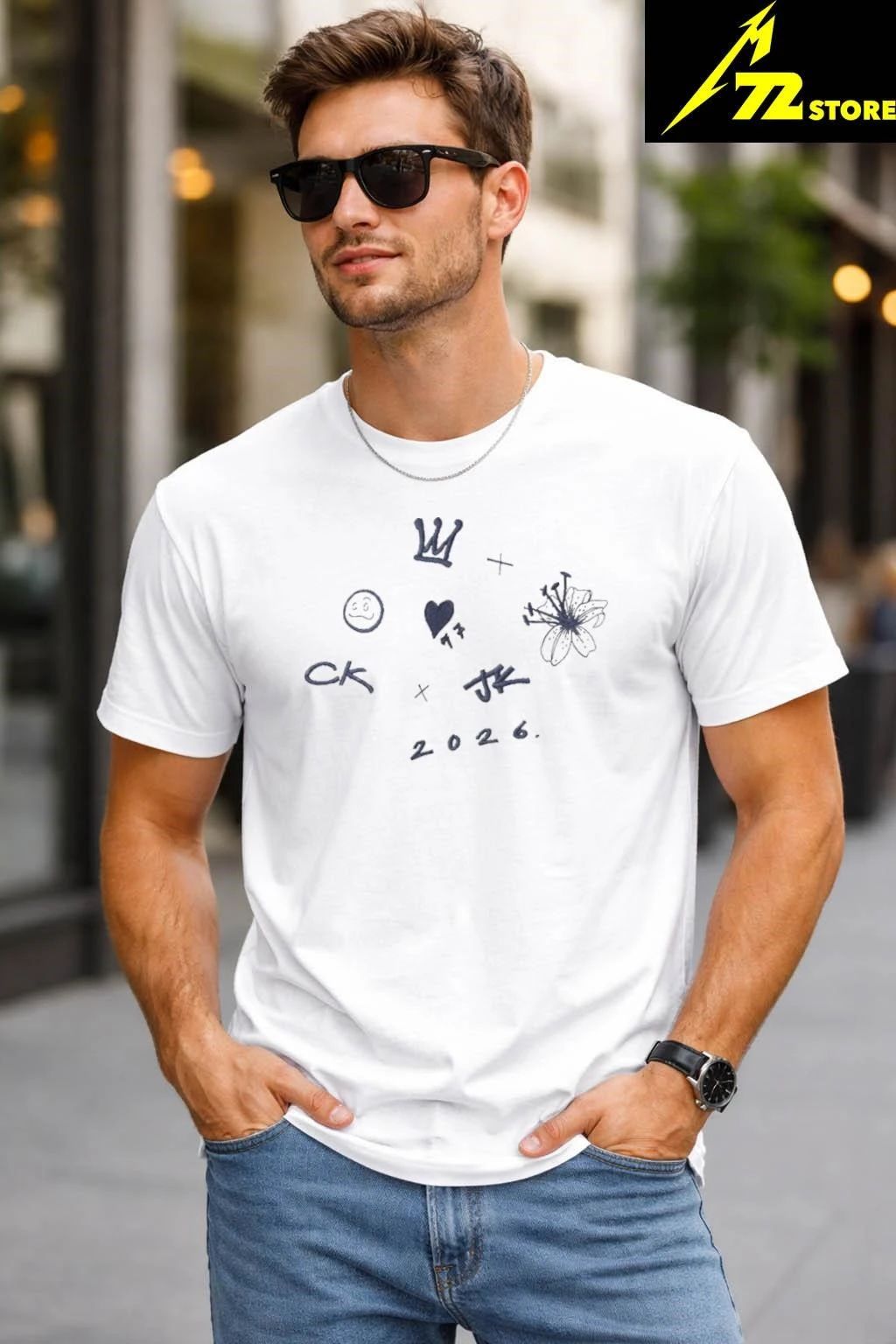 CKJK 2026 Graphic Crown Heart Floral Shirt