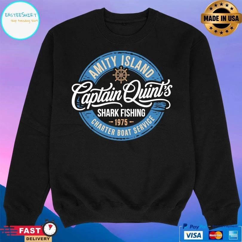 Captain Quint’s Shark Fishing 1975 Amity Island Charter Boat Service T-shirts