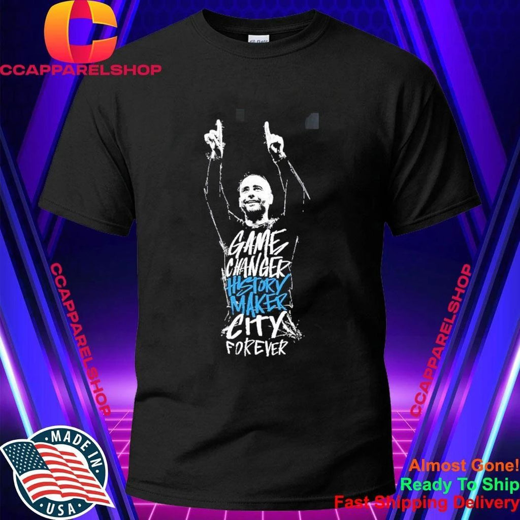 Pep Guardiola Manchester City Tribute 10 Years with Pep Game Changer History Maker City Forever 20 Trophies Shirt