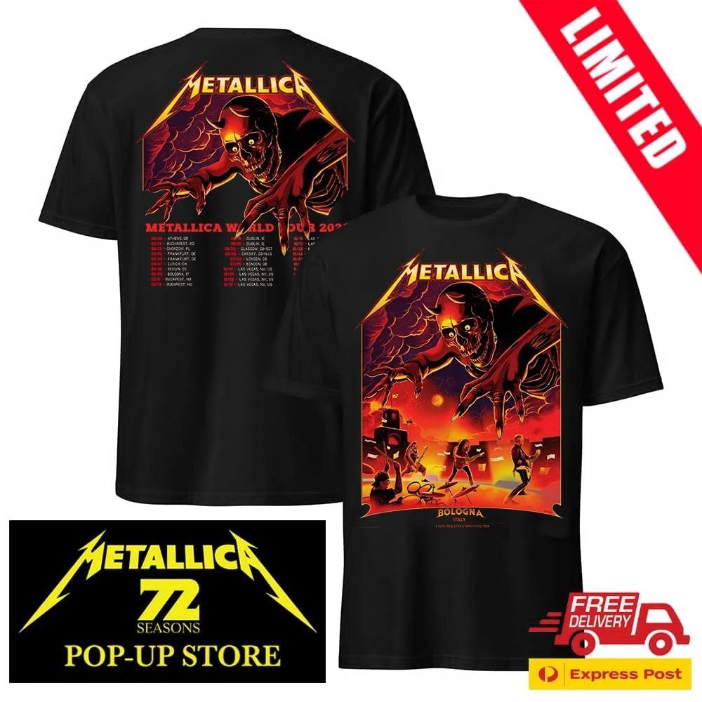 Metallica Bologna 2026 Event Shirt Stadio Renato Dall’Ara