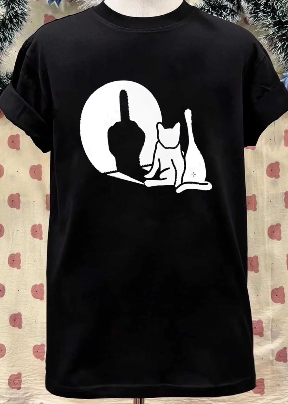 Cat Raising Its Leg to Cast a Middle Finger Shadow T-Shirt