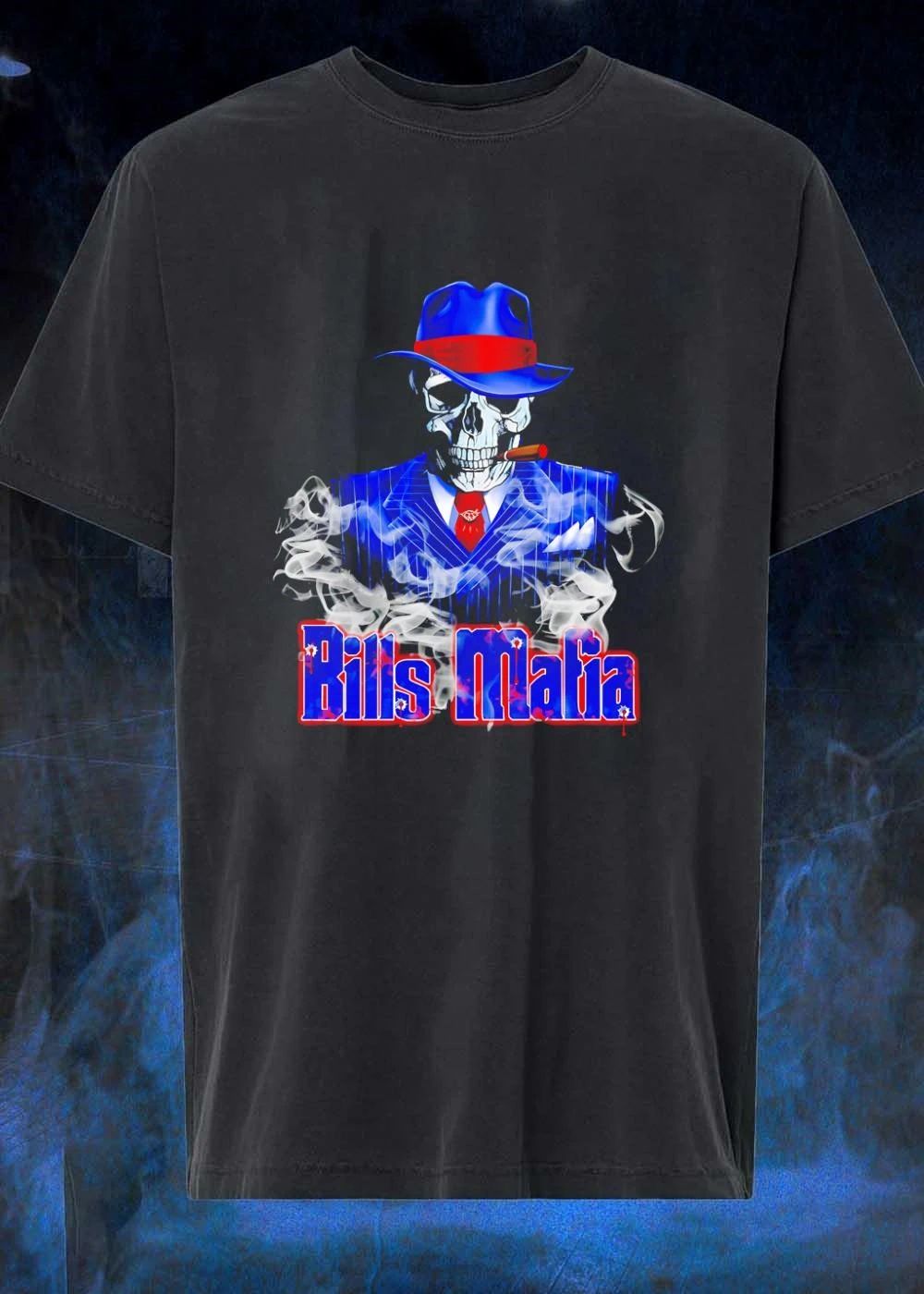 Bills Mafia Apparel Skull Wearing Suit Smoking Cigar T-Shirt