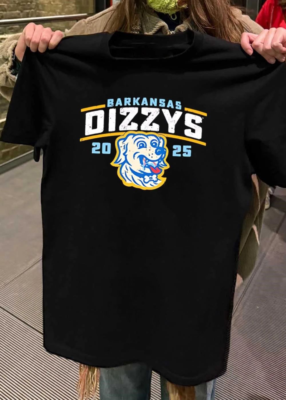 Barkansas Dizzys Dog 20 25 Playing Baseball Logo T-Shirt