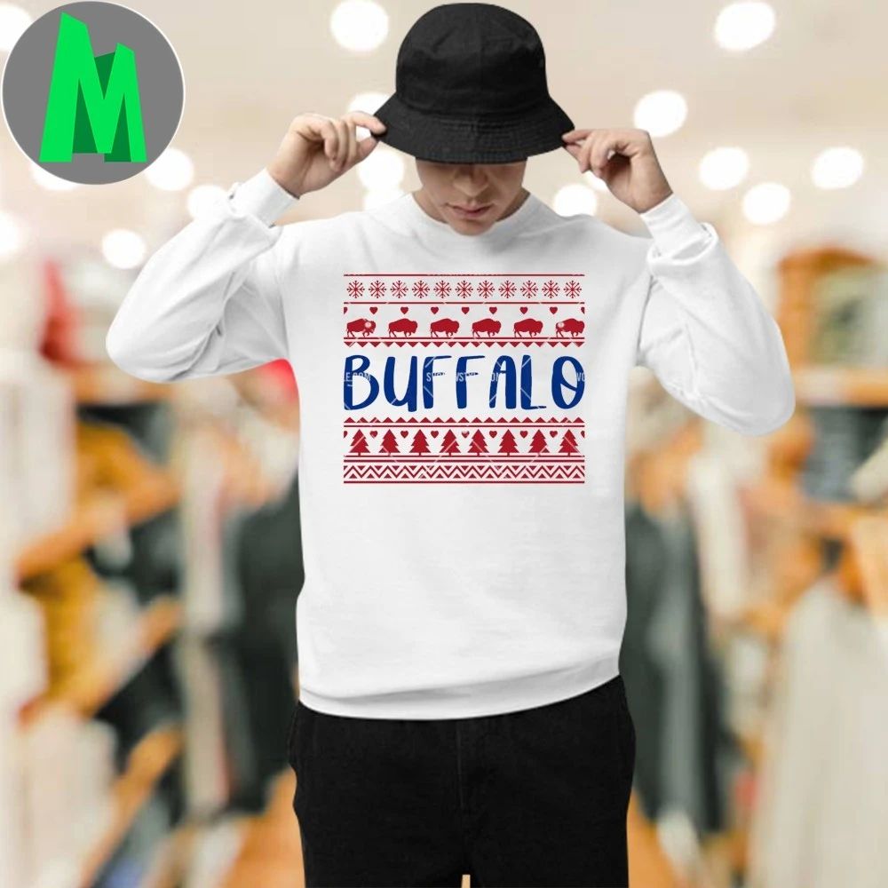 Original Buffalo Ugly Christmas Sweater Pattern T-Shirt
