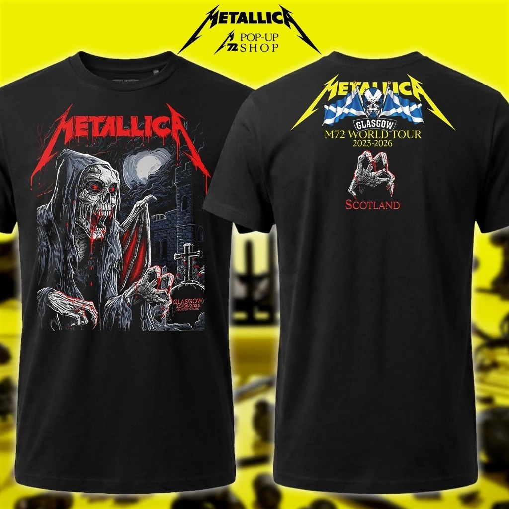 Metallica Event EU Shirt – M72 World Tour 2026 Glasgow, Scotland 25th June 2026 Wolf Skull Jack