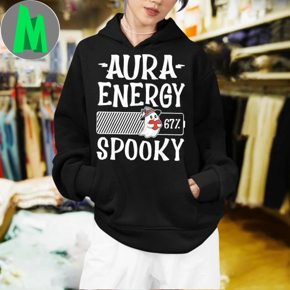 Funny Halloween Ghost Aura Energy 67 Spooky Gen Alpha Slang Shirt