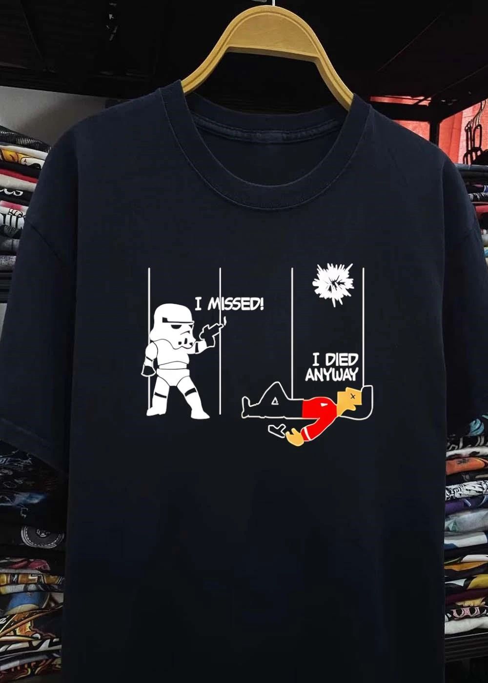 Stormtrooper and Redshirt in a fight I missed I died anyway shirt