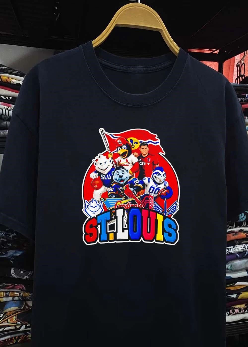 St. Louis Cardinals Blues City SC BattleHawks SLU Mascots Player City Flag shirt