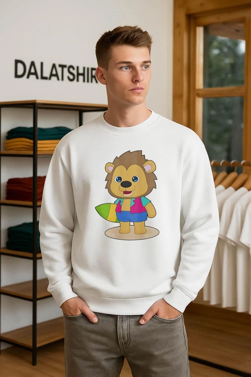 Lion Surfing Surfboard Summer cute shirt