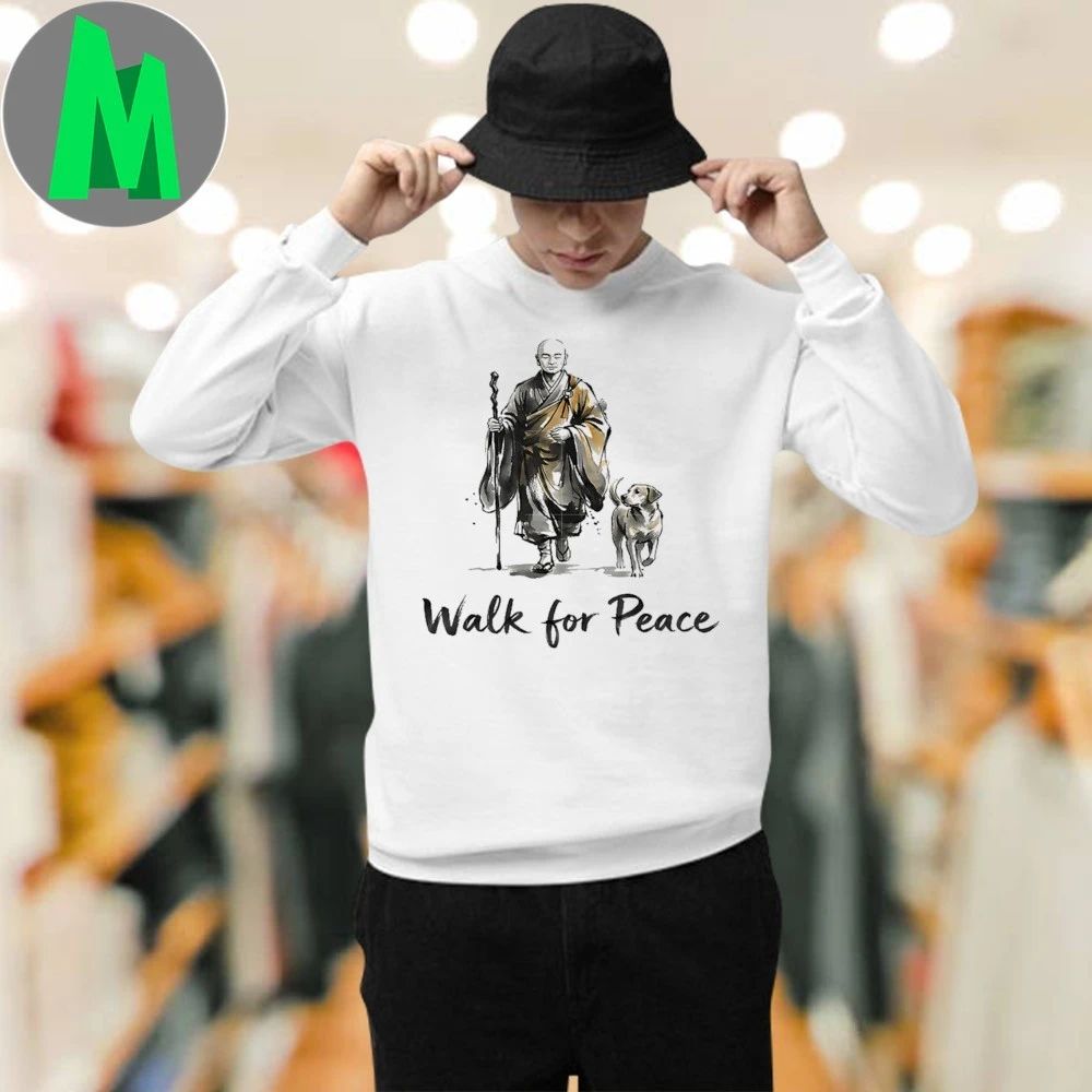 Minimalist Zen Art Walk For Peace Monks With Aloka Dog Shirts