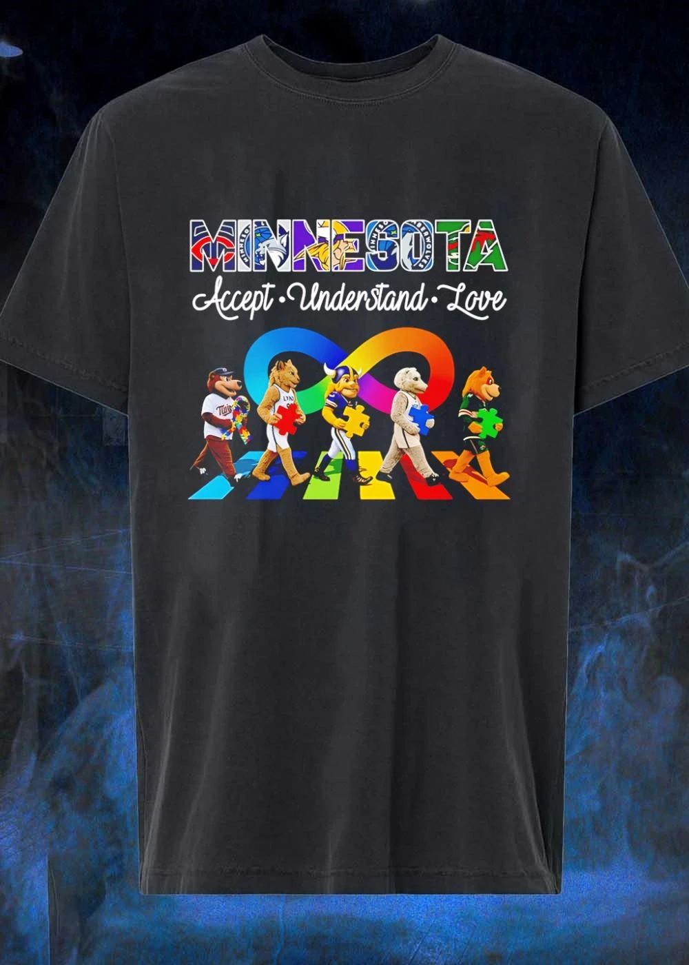Minnesota Accept Understand Love Rainbow Infinity Sign Mascots Puzzles T-Shirt