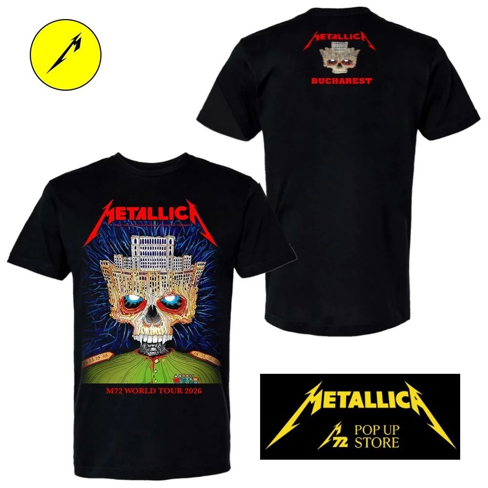 Metallica M72 Bucharest, RO On May 13 2026 Skull Palace by Matei Apostolescu Two Sided Shirt