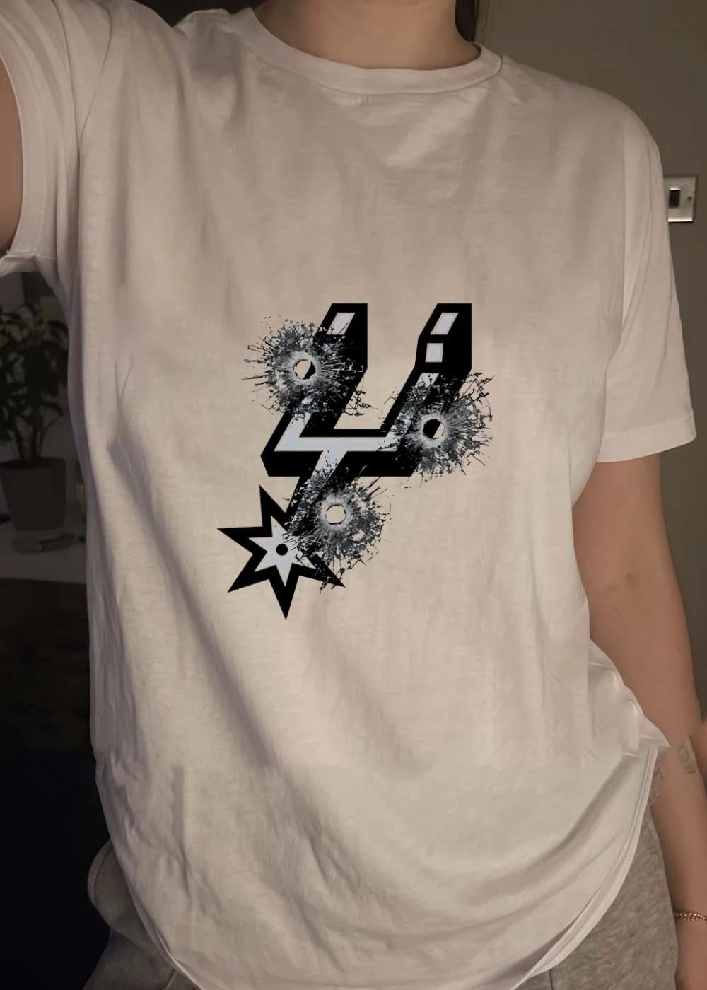 San Antonio Spurs Logo With Glass Bullet Holes T-Shirt