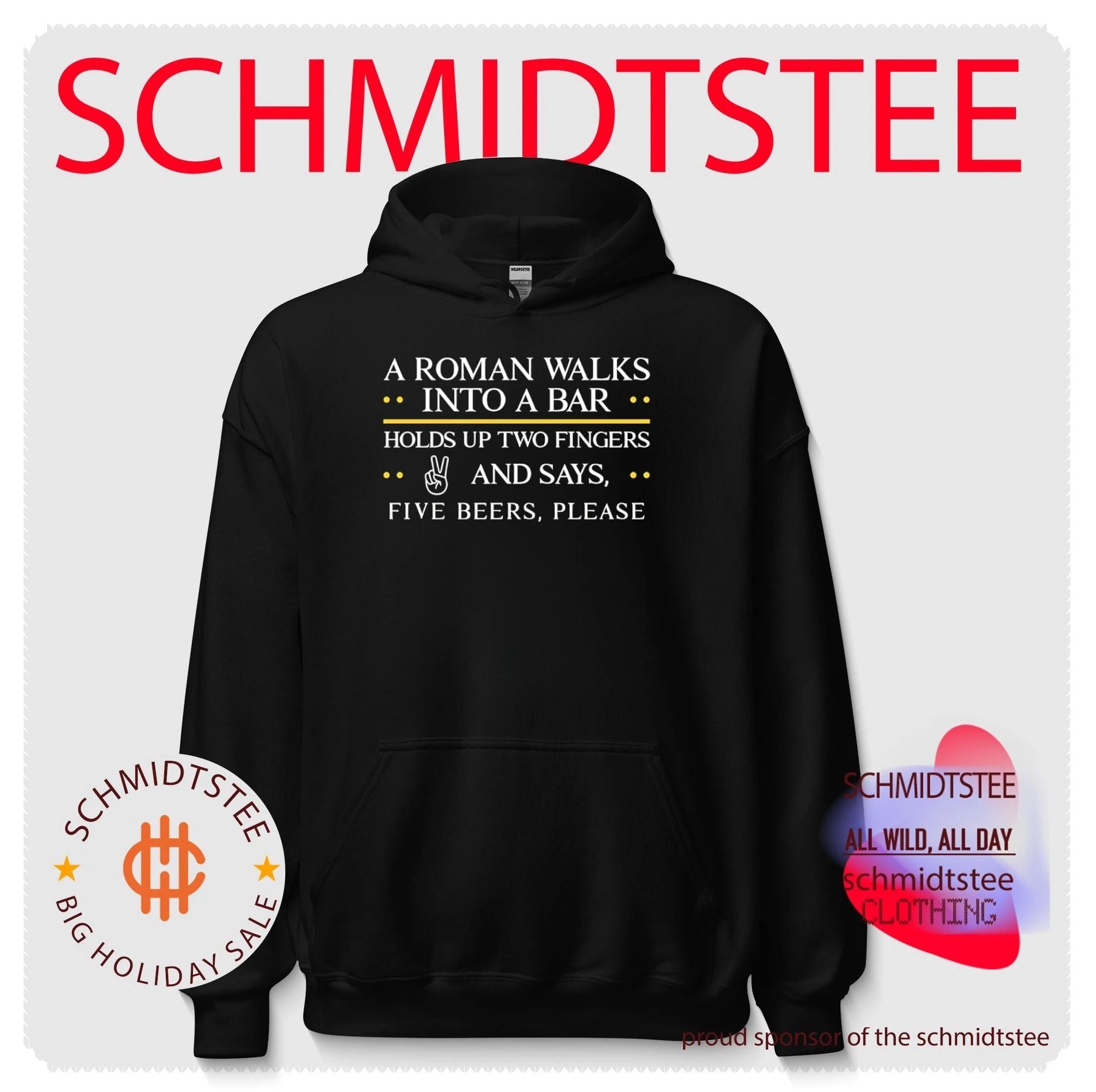 A Roman walks into a bar holds up two fingers and says five beers please shirt